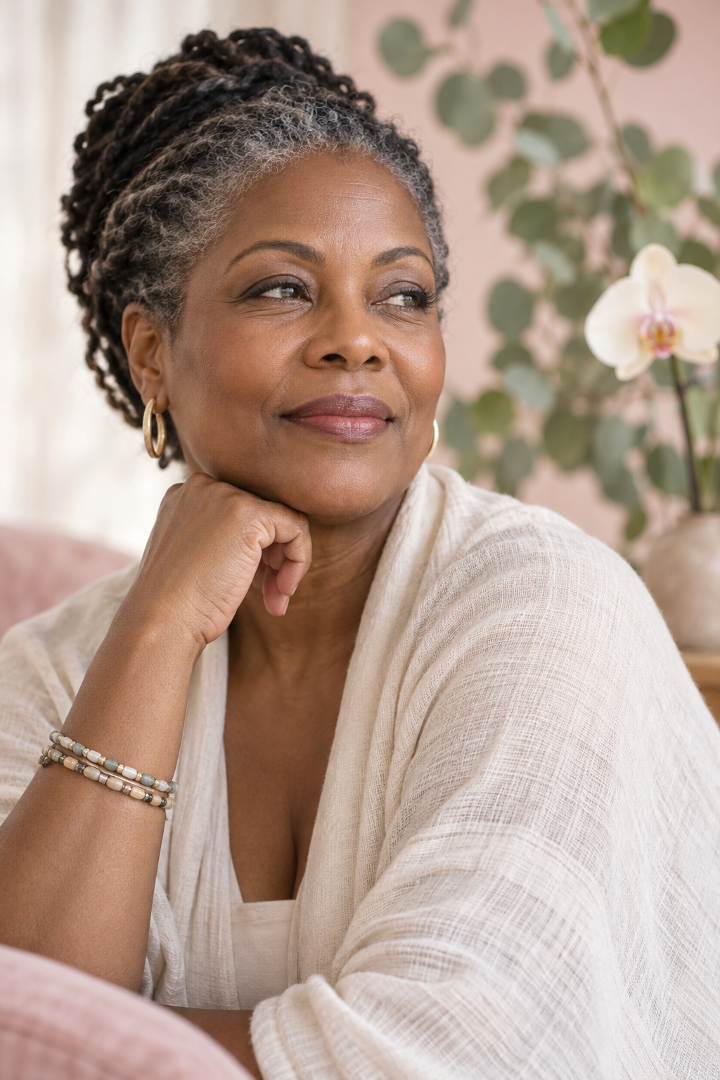 A Black woman with a calm, self-assured expression.